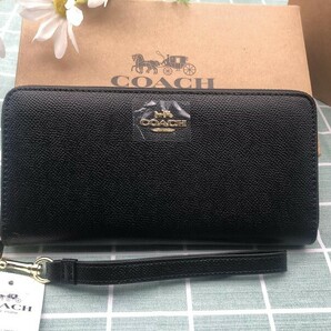 コーチ COACH 財布 長財布 シグネチャー ブラック メンズ レディース ストラップ付き ブランド ウォレット レザー 新品未使用 C203