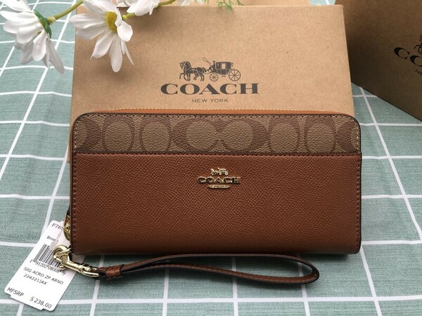 COACH 財布 長財布 コーチ プレゼント ギフト ブラウン ウォレット 誕生日 贈り物 レザー メンズ　レディース 新品 未使用 ブランド C200