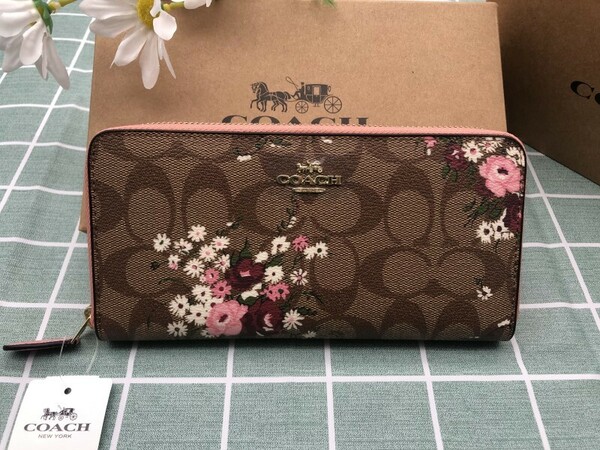 COACH コーチ 財布 長財布 プレゼント 花柄 小銭入れあり 新品未使用 ロゴ シグネチャー ラウンドファスナー レザー ウォレット C074