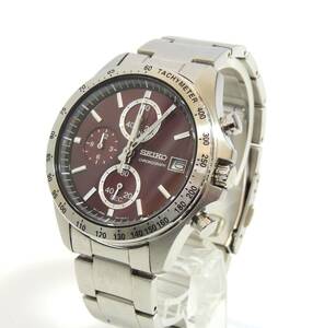 □　SEIKO　セイコー　スピリット　CHRONOGRAPH　クロノグラフ　8T67-00C0　クォーツ　デイト　腕時計　赤文字盤　動作品　中古品　③