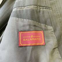 希少サイズ！SALARIATO スーツ セットアップ テーラードジャケット 『存在感大』AB6 Lサイズ ウール ストライプ 背抜き ブラック 黒 _画像3