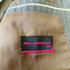 希少サイズ！MR.JUNKO スーツ セットアップ 『圧倒的存在感』テーラードジャケット Lサイズ A B6 ウール ストライプ チャコールグレーの画像3