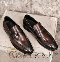 ビジネスシューズ メンズ シューズ　メンズシューズ 紳士靴 フォーマル 革靴　 レースアップ　歩きやすい ロングノーズ ブラウン　26.5cm_画像5