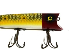 #s3653 HEDDON LUCKY13 Heddon Lucky 13 Old rare paper . eyes neck crack yellow I 50s~ jrh#