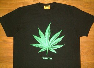 新品 HANG ハング 限定 ヘビーコットン生地 マリファナ カンナビス 半袖 Tシャツ [TRUTH] (XLサイズ) 黒 大麻 ガンジャ ドラッグ ハーブ 草