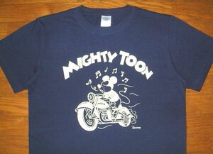 新品 デストロイ DESTROY コットン生地 半袖 Tシャツ (Lサイズ/紺) ミッキーマウス ディズニー バイク 単車 ハーレー セディショナリーズ