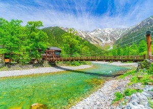 M27 河童橋/梓川/上高地/北アルプス/長野県/日本の風景/アートパネル/ファブリックパネル/インテリアパネル/ポスター