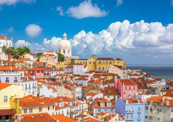L4 リスボンの街並み/ポルトガル/海外風景/アートパネル/ファブリックパネル/インテリアパネル/ポスター