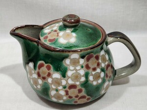  Kutani beautiful mountain kiln pot small teapot green . white plum tea utensils . tea utensils tea utensils ceramics 