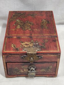 中国　宝石箱　ジュエリーボックス　木製　アンティーク　アクセサリーケース　　