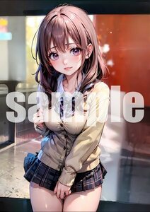 822◆最終出品◆【A4写真用紙・高画質】オリジナル 制服美女 イラスト セクシー アニメ セーラー服 同人 ポスター フェチ 美人 美脚 美乳