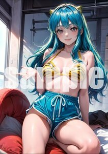 933【A4写真用紙・高画質】『うる星やつら ラムちゃん』グラビア セクシー アニメ イラスト 同人 水着 美女 ポスター ファンアート AI