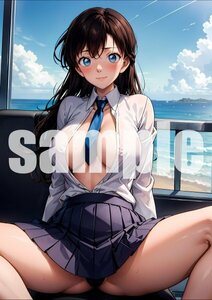 992【A4写真用紙・高画質】『名探偵コナン 毛利蘭』制服 グラビア セクシー アニメ イラスト 同人 美女 ポスター ファンアート AI