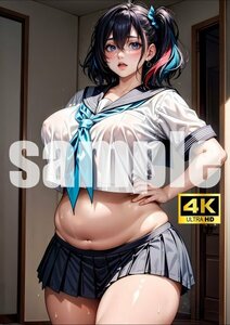 1197【A4写真用紙・高画質】オリジナル ぽっちゃり制服美女 イラスト グラビア セクシー アニメ 同人 ポスター フェチ 巨乳 お尻 ムチムチ