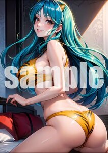 930【A4写真用紙・高画質】『うる星やつら ラムちゃん』グラビア セクシー アニメ イラスト 同人 水着 美女 ポスター ファンアート AI