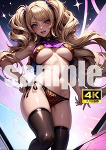 1682【A4写真用紙・高画質】黒ギャル 美女 イラスト グラビア セクシー アニメ 同人 ポスター 黒肌 日焼け フェチ 美人 巨乳 ビキニ お尻