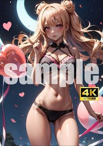 1645【A4写真用紙・高画質】黒ギャル 美女 イラスト グラビア セクシー アニメ 同人 ポスター 黒肌 日焼け フェチ 美人 巨乳 ビキニ お尻