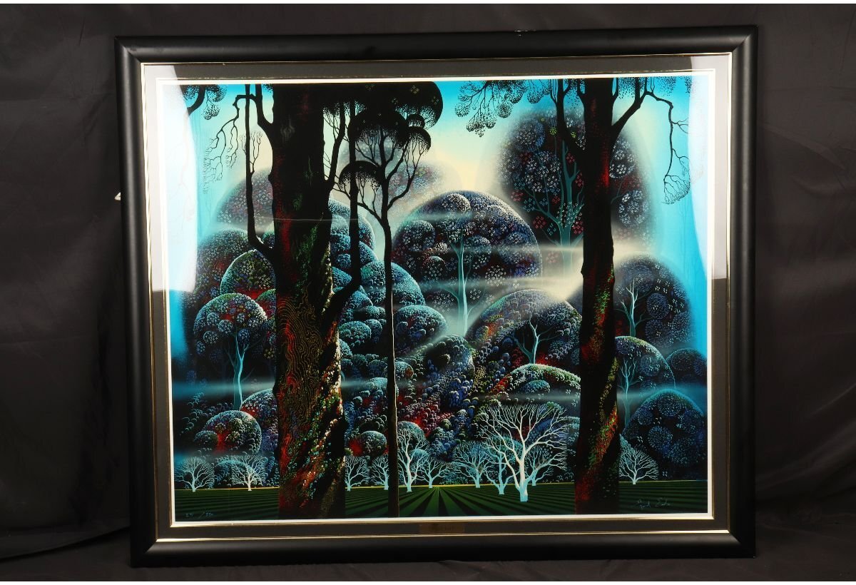 [Gallery Fuji] 保证正品/Eiben Earl/黑暗森林中的迷雾 291/390 /丝网印刷/签名/A-967 (搜索) 古董/绘画/艺术/, 艺术品, 印刷, 丝网印刷