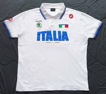 トルコ製！castelli/CASTELLI カステリ オール刺繍 ITALIA 半袖ポロシャツ(白XL相当)_画像2