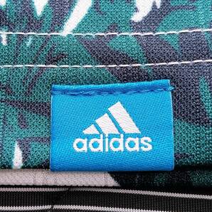 極美品！高品質！adidas GOLF アディダスゴルフ ポリエステル素材 シダ&ハイビスカス総柄 半袖ゴルフポロ(L-XL相当)の画像5