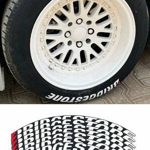 新品★BRIDGESTONE（ブリジストン）/タイヤステッカー★３２０×３０ｍｍ（８個セット）★ヤスリ/接着剤付の画像1