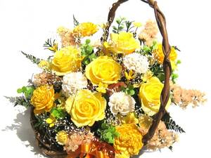  bell. dry flower Mother's Day . oriented preserved arrangement yellow rose 