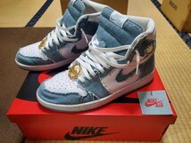 ★Nike WMNS AirJordan1 High OG Denim ナイキ ウィメンズ エアジョーダン1 ハイ デニム W27.5cm 中古美品 ブルー ジーンズ AJ1 AF1★_画像1