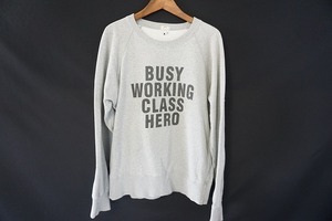 A BATHING APE エイプ スウェットシャツ トレーナー BUSY WORKING CLASS HERO 染み込みプリント グレー Mサイズ