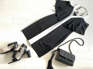 ZARA★オープンショルダー　ジョーゼットモノトーンワンピ　S【新品】