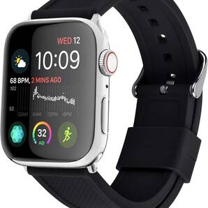 アップルウォッチ バンド ベルト Apple Watch バンド Series SE/SE2、8/7/6/5/4/3/2/1、ultra対応 シリコン製 ブラックの画像1