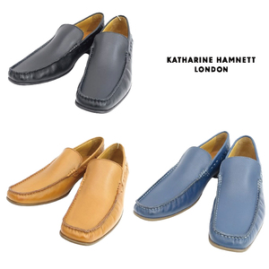 ▲KATHARINE HAMNETT キャサリンハムネット 31765 Uチップ スリッポン 靴 メンズ 革靴 ブラック Black 黒 26.0cm (0910010718-bk-s260)