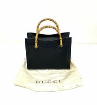 GUCCI グッチ ハンドバッグ トートバッグ バンブー ゴールド金具 レザー 本革 A4収納 ブラック 0425②_画像1