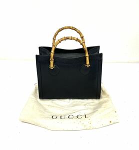 GUCCI グッチ ハンドバッグ トートバッグ バンブー ゴールド金具 レザー 本革 A4収納 ブラック 0425②