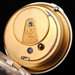 英国,1867年,慶応3年・0.925銀無垢,貴重ペアケース・最上級ダイアモンドエンドストーン・フュージー鎖引きウォッチ・迫力53mm・142g!!の画像8