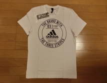 未着用 メンズ adidas アディダス Tシャツ Mサイズ 167cm~173cm WHITE 白 × 黒 男性用 新品 未使用_画像1