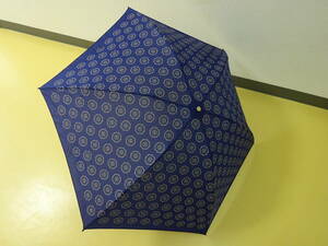 ( せ-A1-1138 ）折りたたみ傘 手開き式 HANWAY ハンウェイ 紺色 ネイビー ロゴ おしゃれ かわいい 全長約23.5cm 半径約50cm 中古