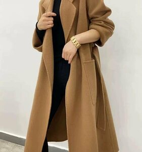 新商品推荐両面カシミヤのダッフルコート女子長款2024キャメルの大きいサイズの秋冬ウールのコート