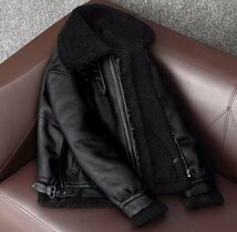 B-3 フライトジャケット ムートン 羊革 シープスキン 毛皮一体 天然革 肉厚 コート メンズファッション 本革 2.5cm 防寒 S～5XL_画像5