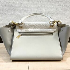 【希少品】CELINE セリーヌ トラペーズ ハンドバッグ ショルダーバッグ レザー 2way ホワイト グレーの画像3