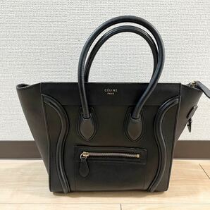 【希少品】セリーヌ CELINE ハンドバッグ ラゲージマイクロショッパー レザー 黒 バッグの画像2