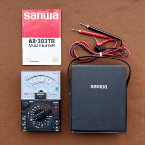 SANWA サンワ AX-303TR 高感度マルチテスター ケース付き 中古 動作品 現状渡し アナログテスター 電気計測器 三和電気計器 ヴィンテージの画像1