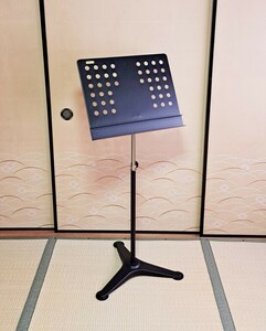 [ almost unused ]OHASHI music stand Professional music stand hole specification steel made black junk treatment height approximately 720~1220mm