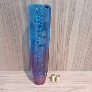 【新品未使用】ブルー　20cm グラデーション 紫 クリア パープル バブル クリスタルシフトノブ シフトノブ 青