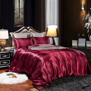 * красный × атлас ткань * полуторный размер постельные принадлежности покрытие 4 позиций комплект шелк способ глянец чувство через год использование ... чехол на футон ватное одеяло отель 