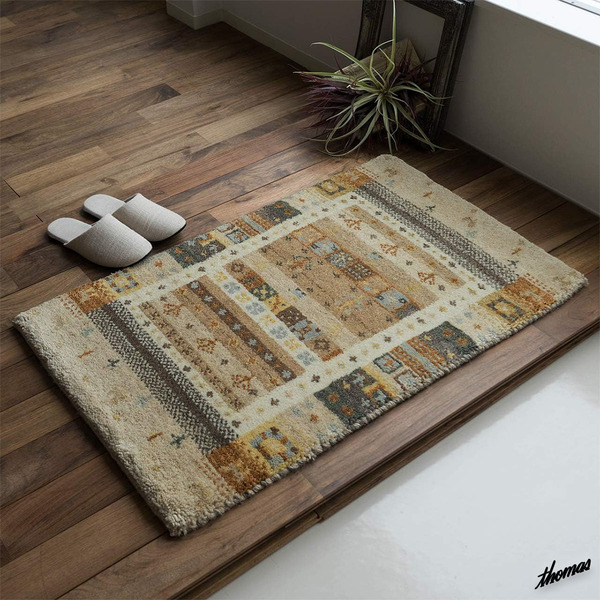 ◆素朴な色合いが自然の癒しを感じさせてくる◆ ラグマット 50×80cm ギャベデザイン ウールマーク インテリア 模様替え ベージュ