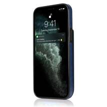 iPhone 15 レザーケース アイフォン15 バックケース iPhone15 背面カバー 手帳型 カード収納 ブルー_画像4