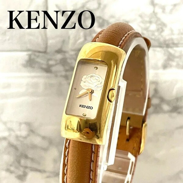 稼動品　KENZO ケンゾー　薔薇　レクタンギュラー　腕時計