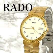 稼動品　RADO ラドー　デイト付き　ゴールド　腕時計_画像1