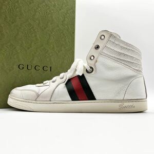 1円 【極上品】 GUCCI グッチ 【王者の風格】 メンズ ハイカット スニーカー シューズ 靴 GG インターロッキング シェリーライン 26.5cm位