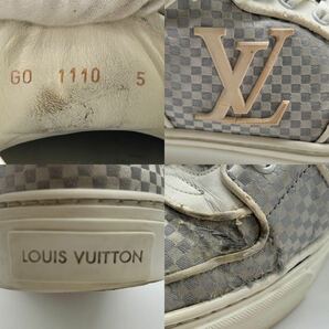 1円 【極上品】 LOUIS VUITTON ルイヴィトン 【王者の風格】 メンズ ハイカット スニーカー 靴 ダミエ キャンバス レザー LVロゴ 5 24.5cmの画像10